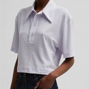Tibi Dry Loop Terry Easy Polo Shirt - Pale Lavender